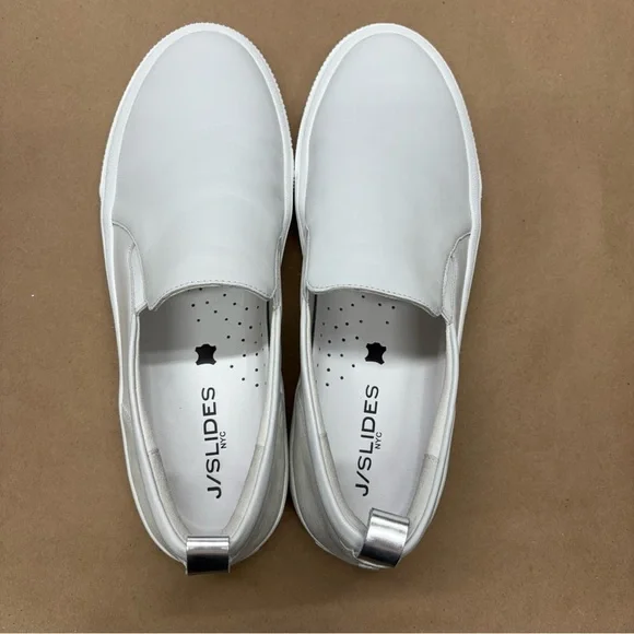 J Slides GIA, White Leather Shoes, J Slides Slip Ons Size 10 NWOT - Picture 2 of 16